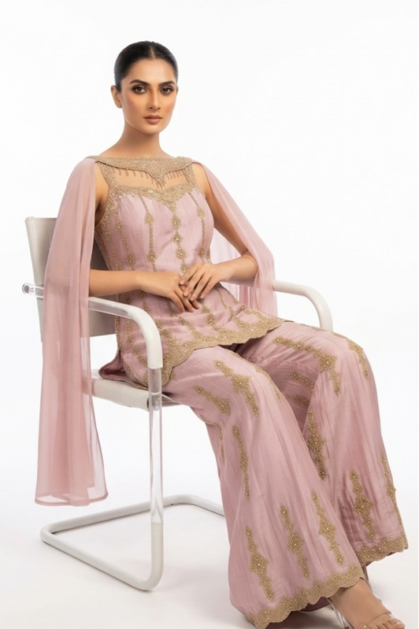 Pastel Pink Embroidered Kurta Set