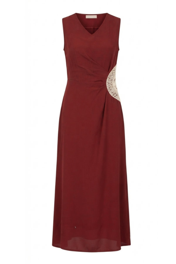 Burgundy Solid Maxi Dress