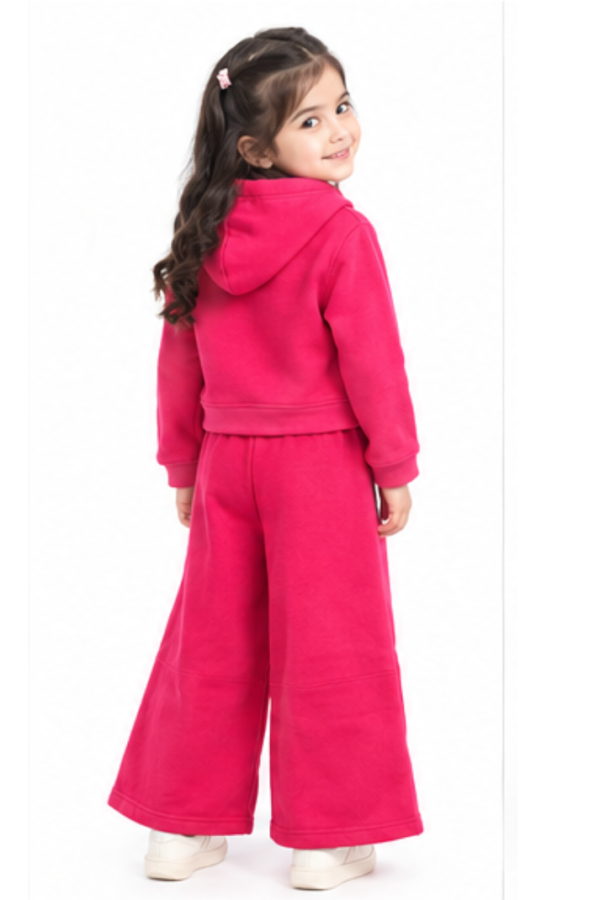 Girls’ Pink Graphic Hooded Sweatshirt & Wide-Leg Pants Co-Ord Set