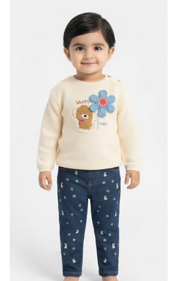 Kids’ Cream Beige Full-Sleeve Sweater