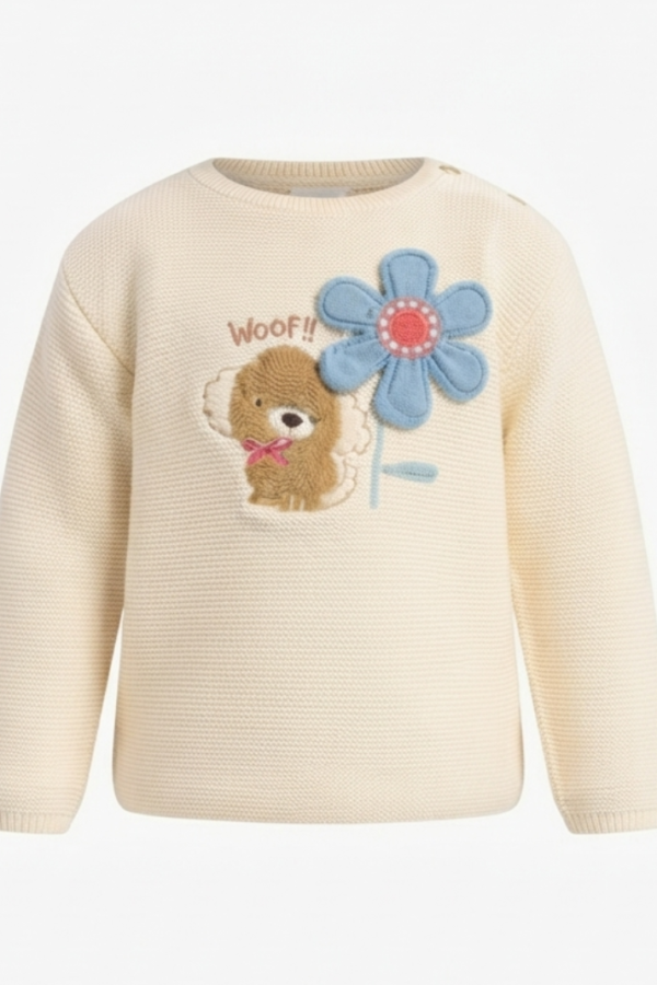 Kids’ Cream Beige Full-Sleeve Sweater