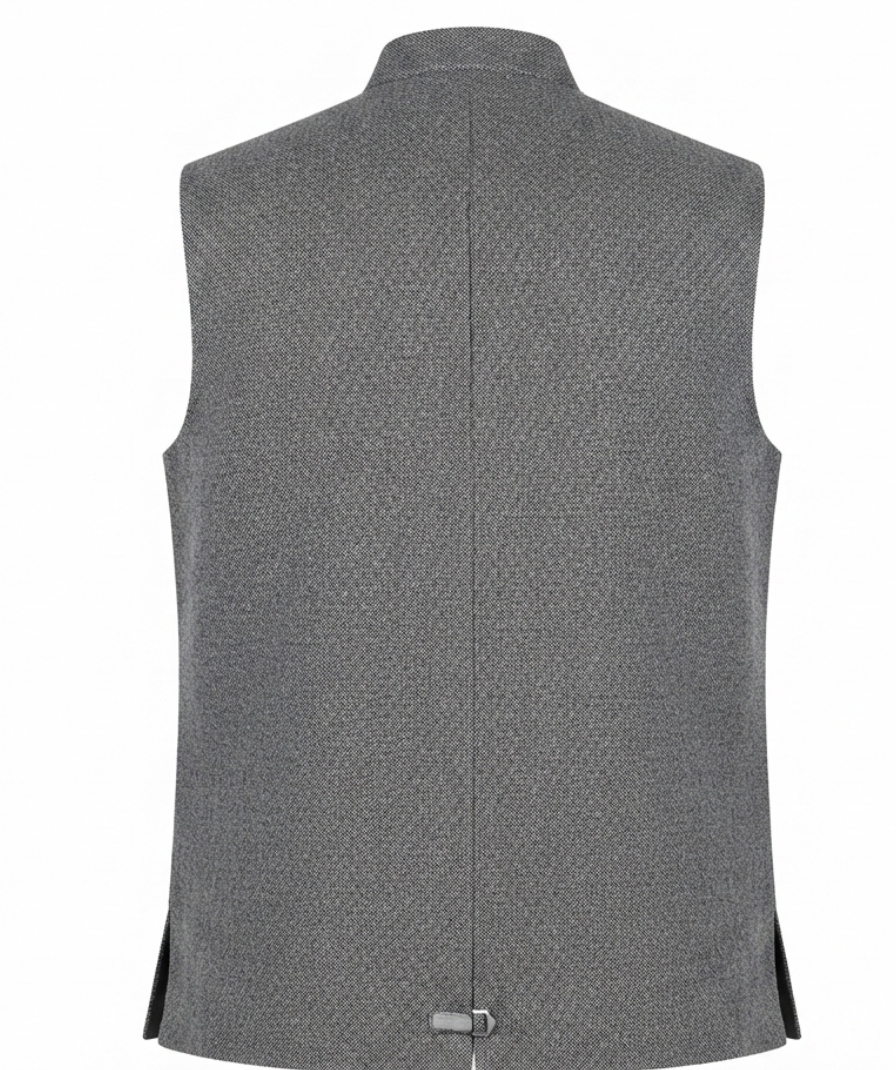 Grey Textured Nehru Jacket - Image 4