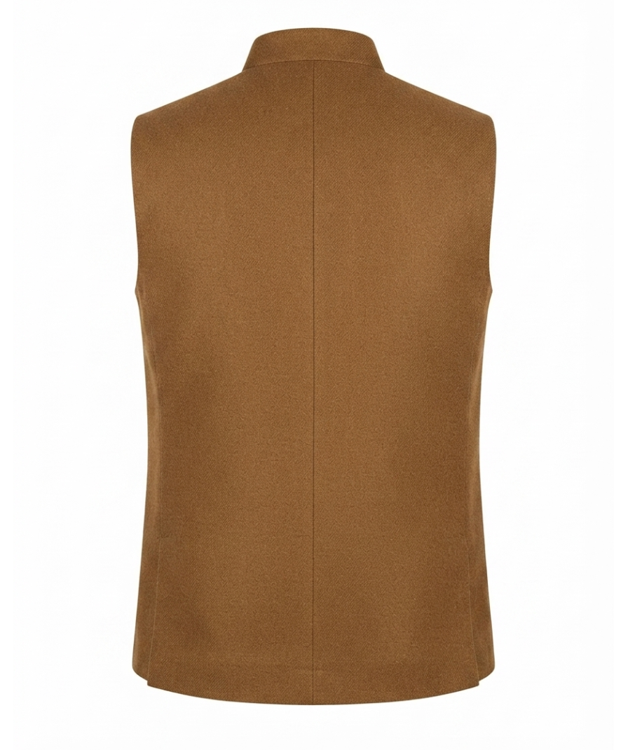 Mustard Textured Nehru Jacket - Image 5