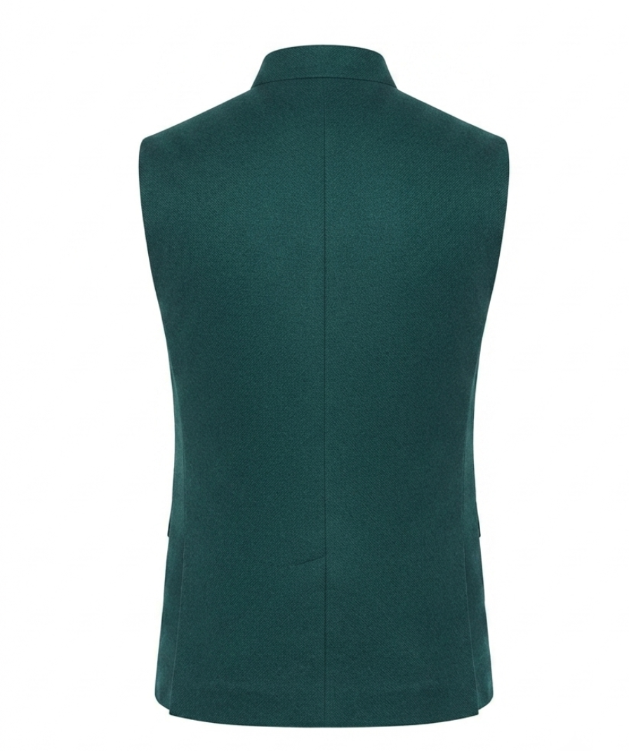 Teal Green Solid Nehru Jacket - Image 5