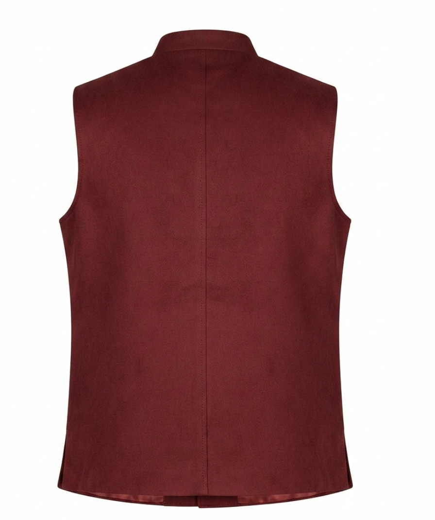 Maroon Solid Nehru Jacket - Image 4