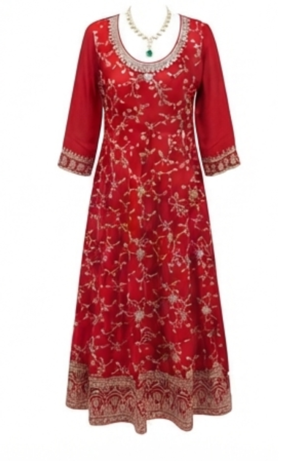 Women’s Red Floral Printed Anarkali Kurta