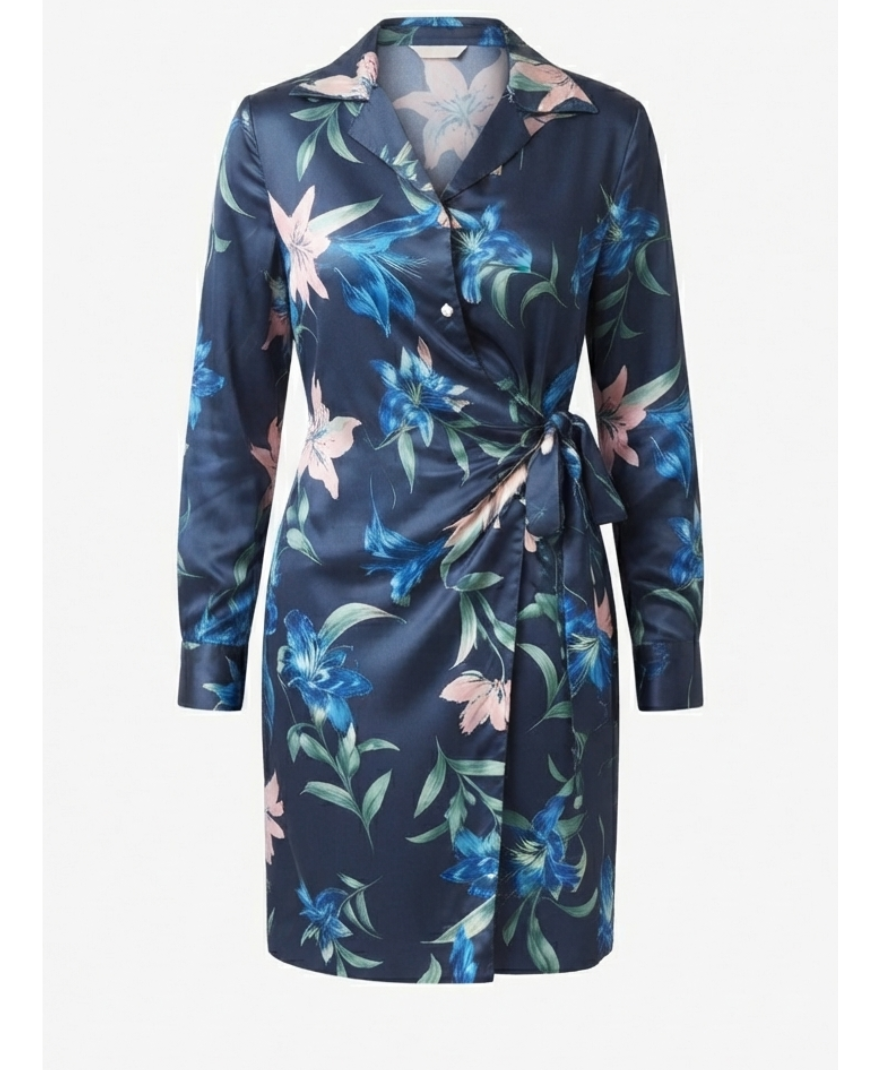 Navy Blue Floral Print Shirt Dress - Image 3