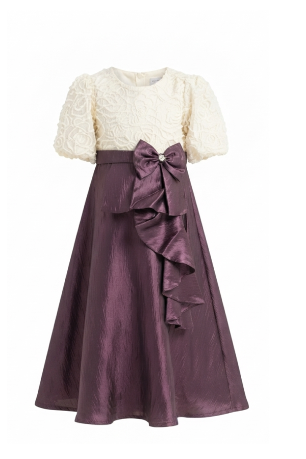 Ivory & Plum Girls' Embroidered A-Line Dress