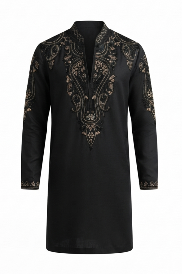 Black Embroidered Kurta Pajama