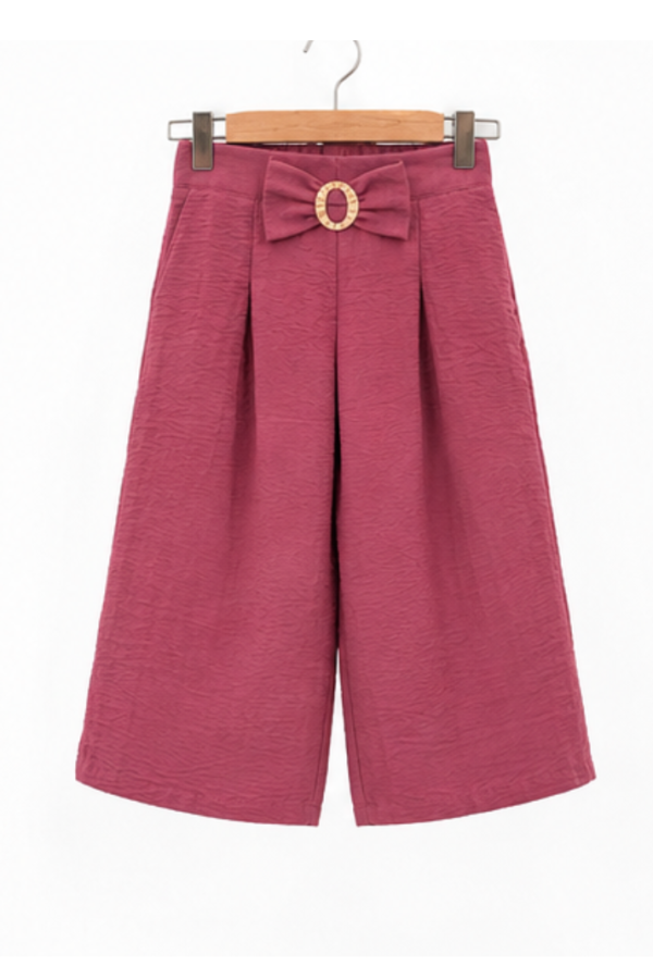 Girls’ Dusty Rose Textured Wide-Leg Pants