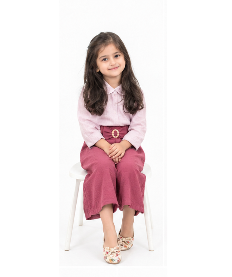 Girls’ Dusty Rose Textured Wide-Leg Pants - Image 6