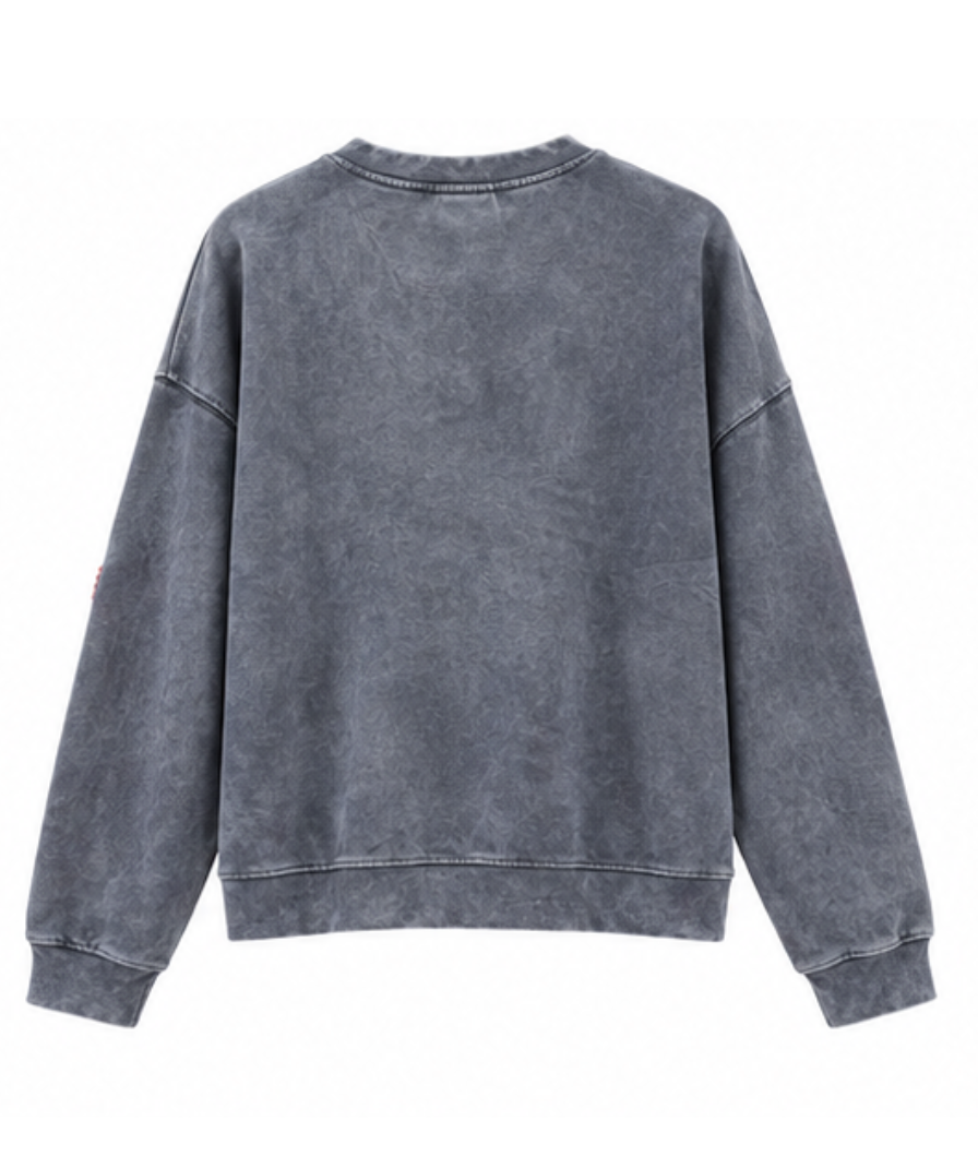 Women’s Grey Heart Embellished Crew-Neck Sweatshirt - Image 5