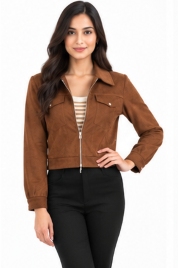 Women’s Brown Cropped Utility Jacket