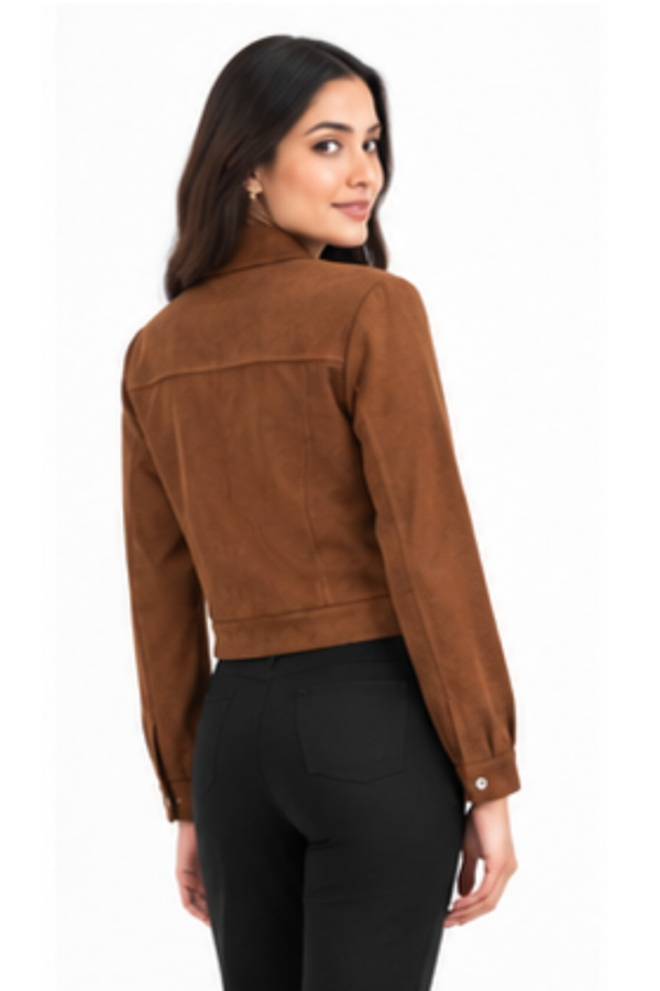 Women’s Brown Cropped Utility Jacket