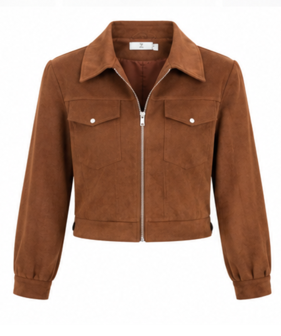 Women’s Brown Cropped Utility Jacket - Image 5