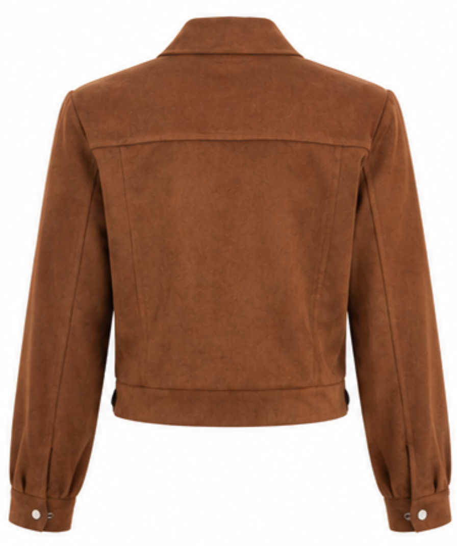 Women’s Brown Cropped Utility Jacket - Image 6
